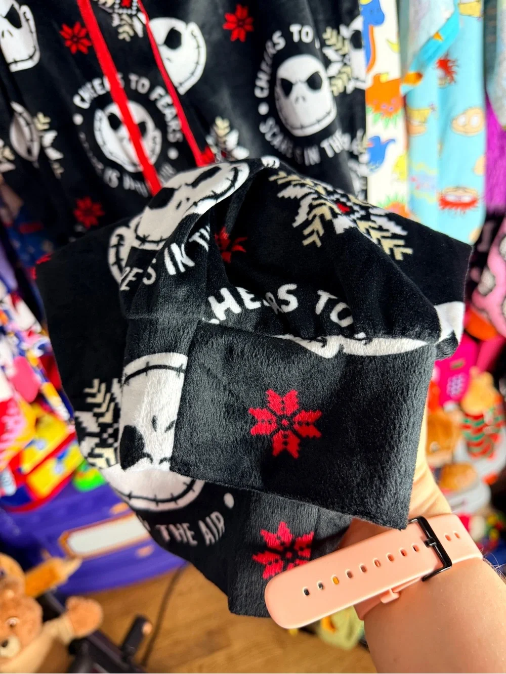Disney Black and Red Jack Skellington Fleece Pajama Pants - Picture 2 of 5